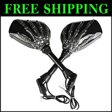 Load image into Gallery viewer, Unique Skeleton Hand Design Motorcycle Mirrors with LED Turn Signals - Set of 2