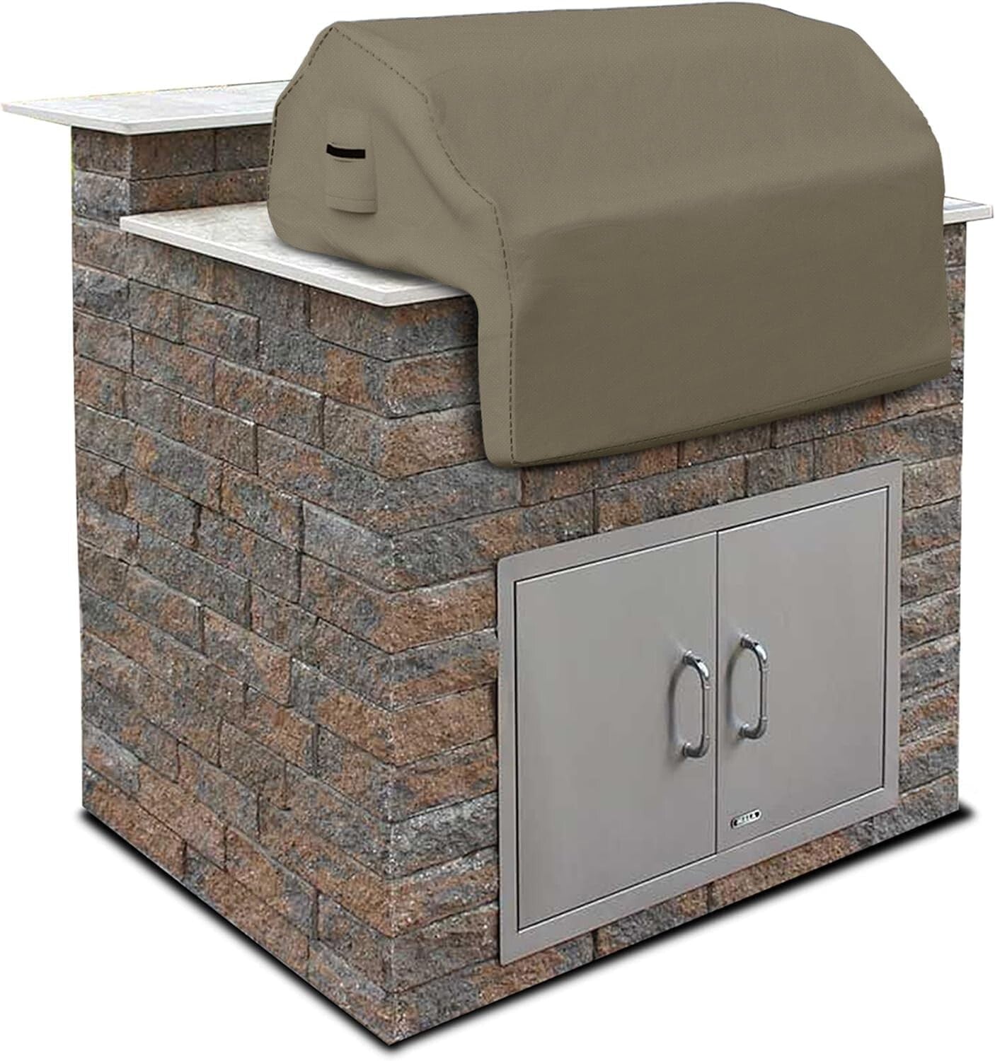 12 Oz Waterproof Outdoor Grill Cover - Durable Snug Fit 32"x26" Beige
