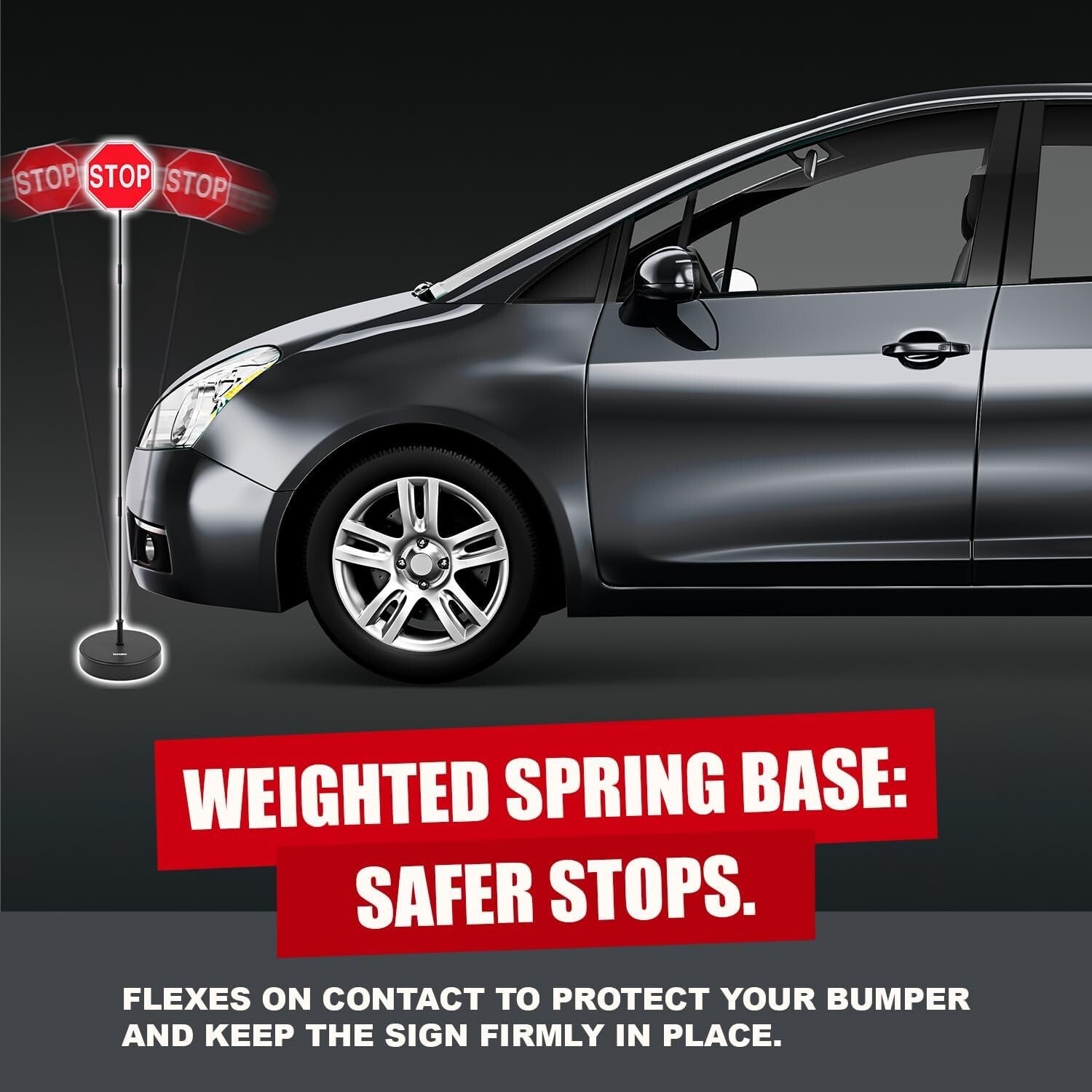 2 Pack Garage Parking Marker with 7" LED Stop Sign - Adjustable Car Guide Aid