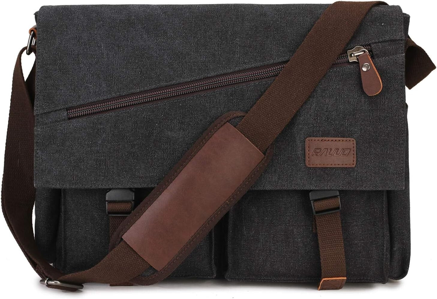 Water-Resistant Canvas Messenger Bag with Anti-Theft Design for 14-17" Laptops