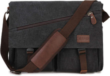 Load image into Gallery viewer, Water-Resistant Canvas Messenger Bag with Anti-Theft Design for 14-17" Laptops