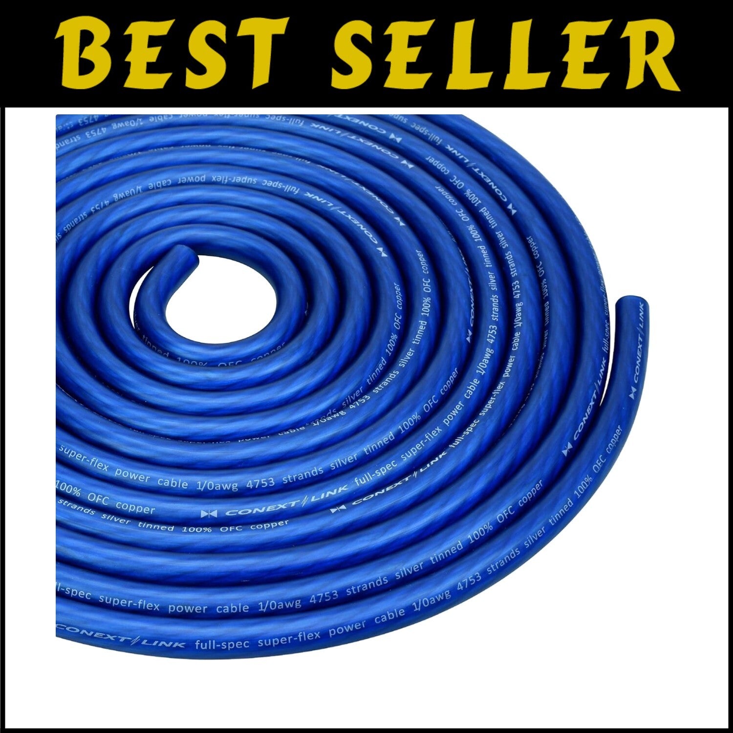 25 FT 1/0 AWG OFC Copper Power Cable - Super Flexible & Durable in Frost Blue