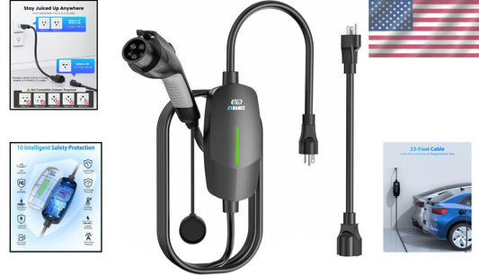 Lightweight 7lb Portable EV Charger for J1772 Vehicles - Fast Charging Solution