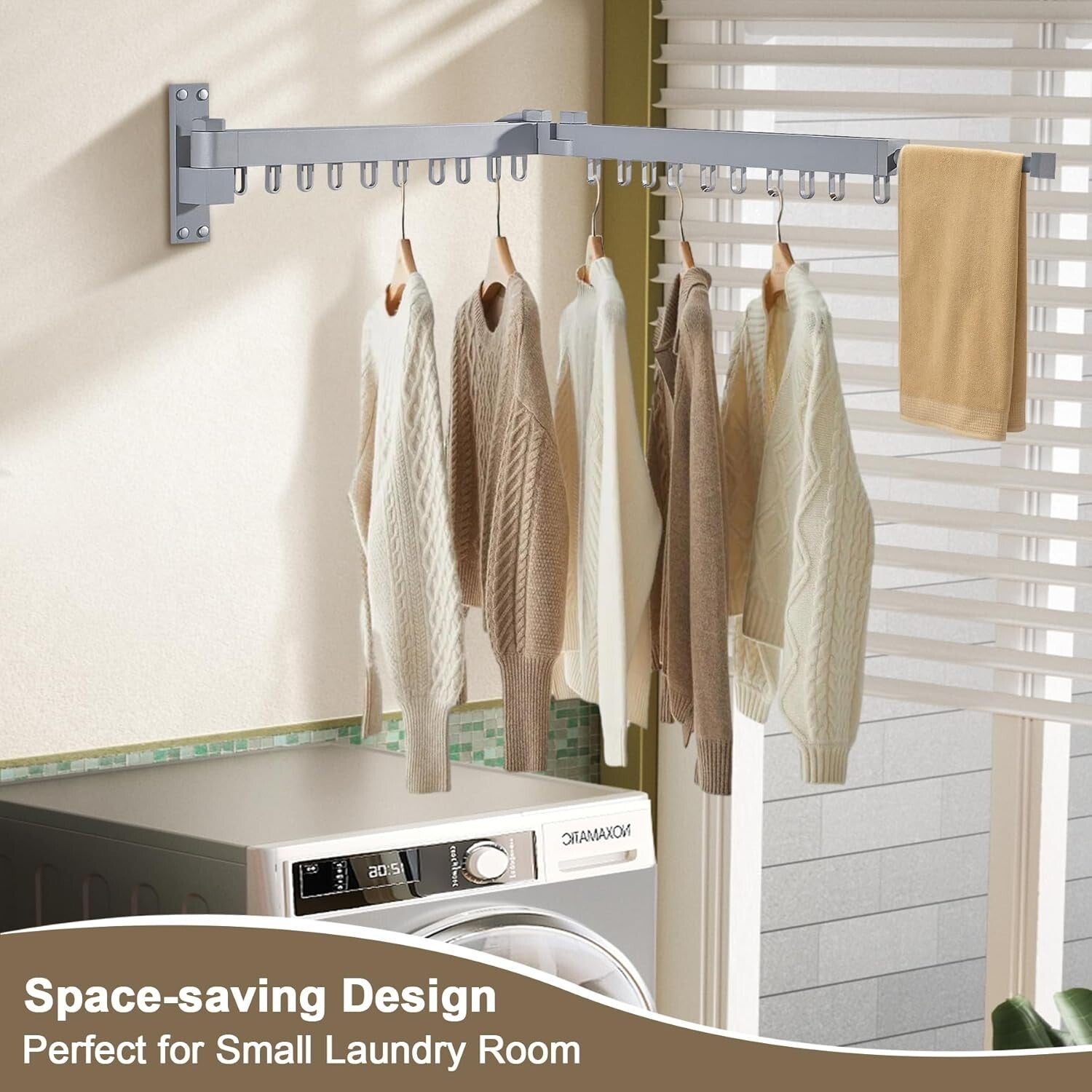 Retractable Laundry Drying Rack - Space-Saving 330 lbs Capacity, Aluminum Frame