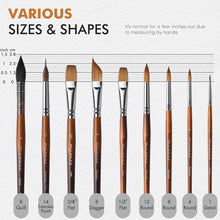 Load image into Gallery viewer, Professional 9pc Watercolor Brush Set with Ergonomic Handles &amp; Extended Needles