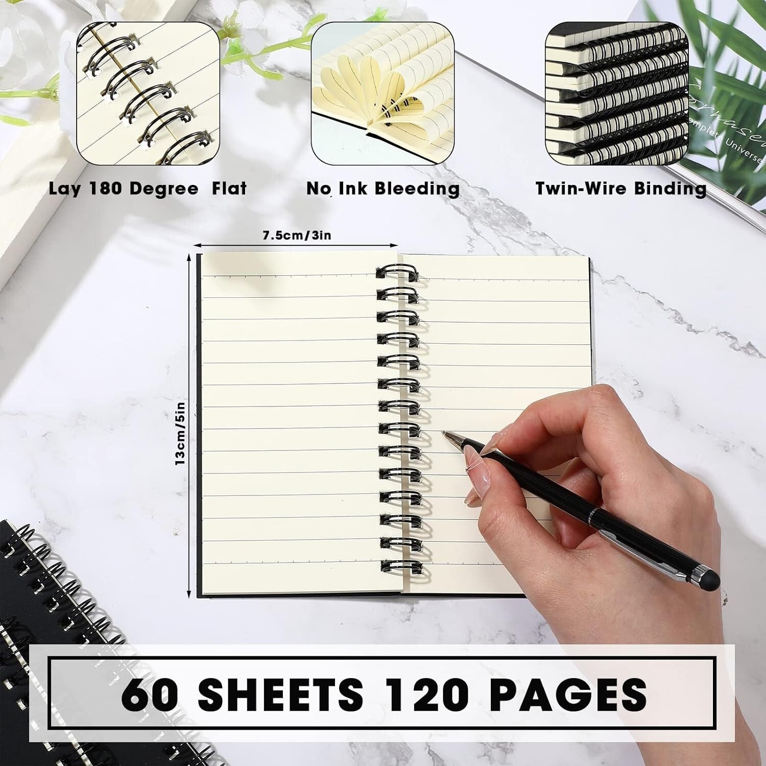 Durable 3x5 Spiral Notepads - 54 Bulk Memo Pads for Writing and Note-Taking