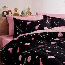 Load image into Gallery viewer, Cute Pink Galaxy Kids Twin Bedding Comforter Set - 5-Piece Ultra-Soft Collection