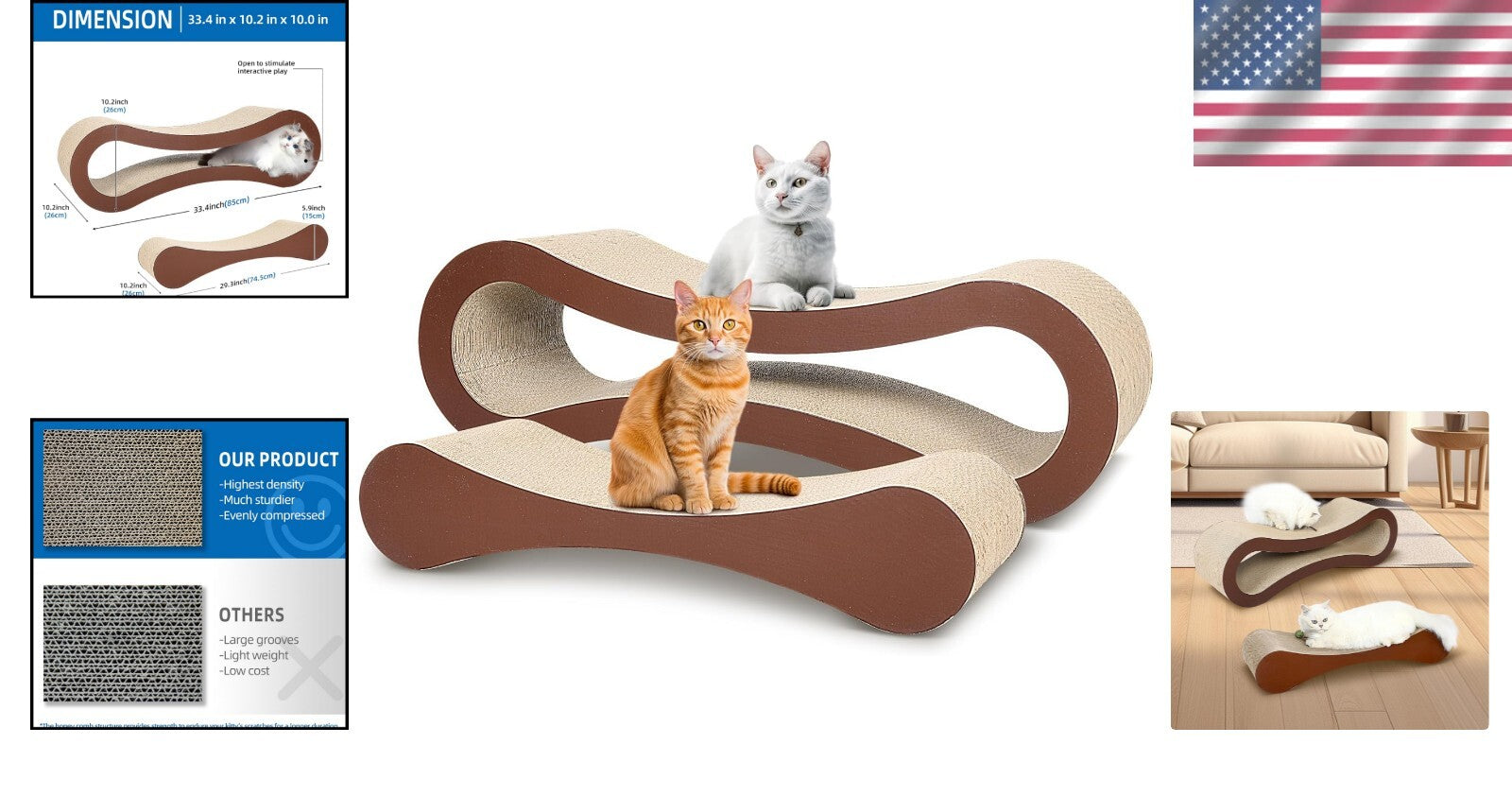 2-in-1 X-Large Cat Scratcher Cardboard with Cozy Lounge & Stylish Infinity Shape