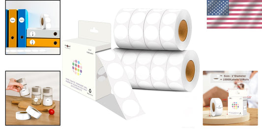 1 Inch Round Dots Label Dispenser - 10000 Adhesive Stickers for Crafts & More