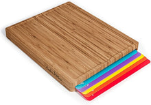 Load image into Gallery viewer, Durable Bamboo Cutting Board with Color-Coded Flexible Mats for Kitchen Safety