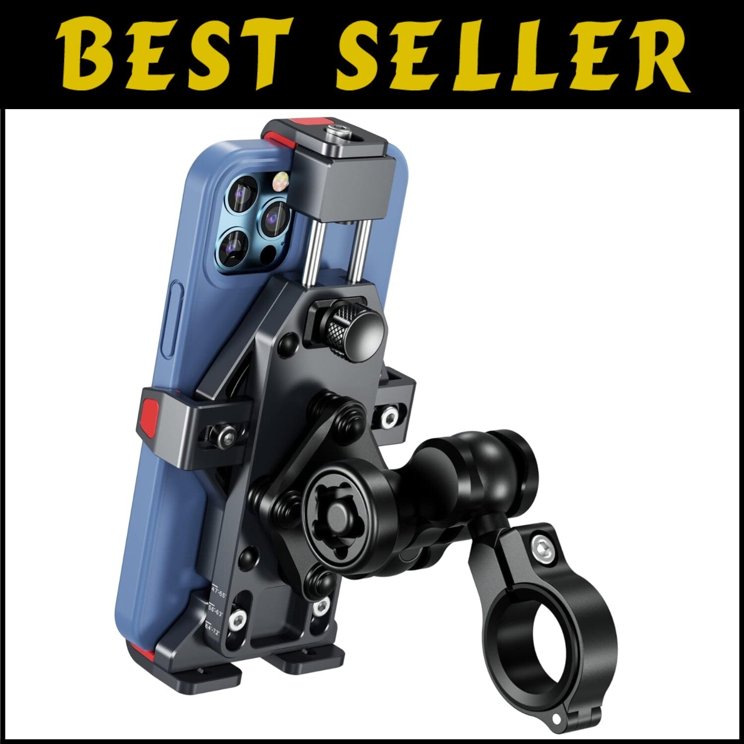 Aluminum Motorcycle Phone Mount - Vibration Dampener & Quick Lock for 4.7-7.2...