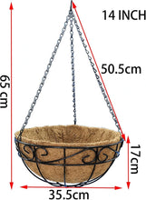 Load image into Gallery viewer, Stylish Set of 4 14" Hanging Planters with Coco Fiber - Ideal for Outdoors