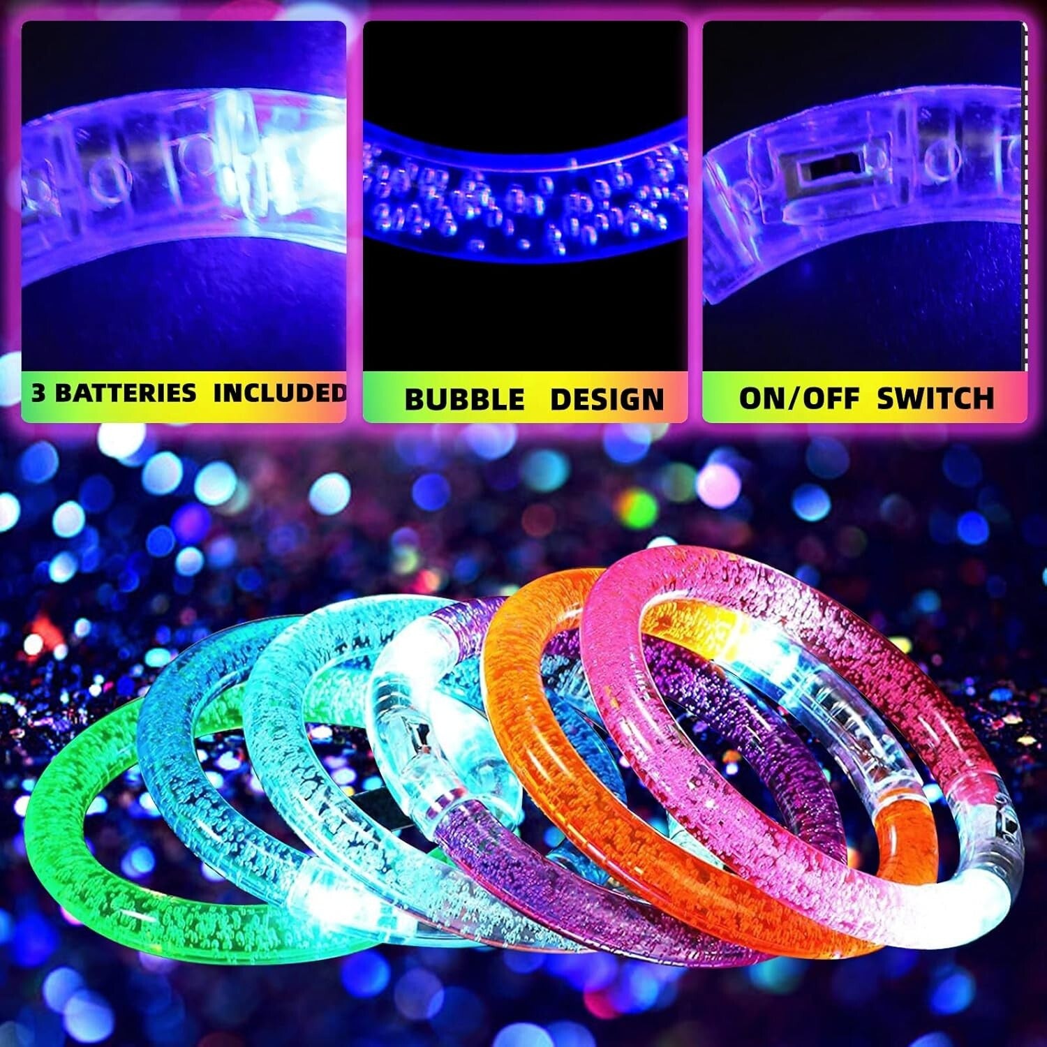 Eye-Catching 90PCS LED Glow Bracelets - The Ultimate Party Favors for All Ages