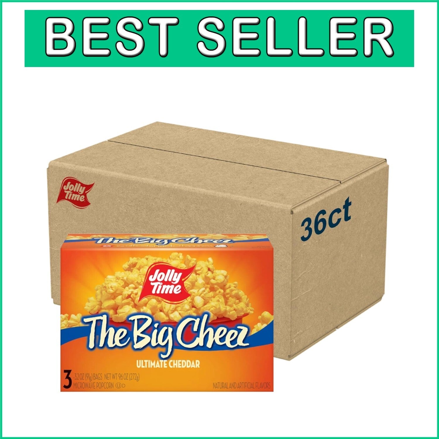 Deliciously Cheesy: The Big Cheez 36-Pack Microwave Popcorn - Fiber-Rich Snack