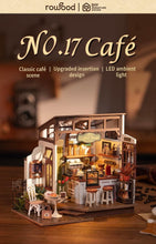 Load image into Gallery viewer, Mayberry Street Miniatures: DIY Cafe Dollhouse Kit with Warm LED Ambiance