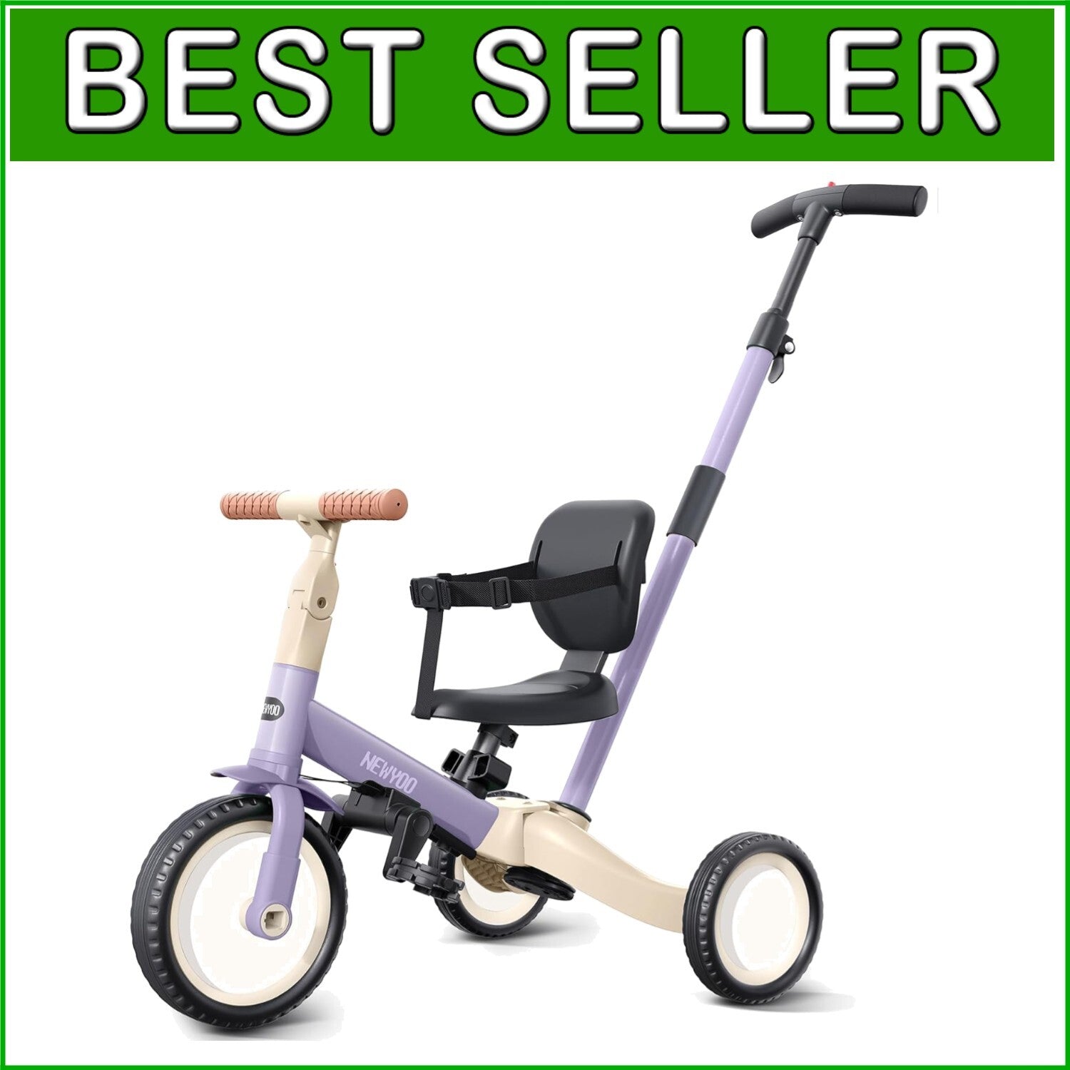 Adjustable Purple Toddler Tricycle with Safety Features - Perfect Birthday Gift