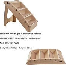 Load image into Gallery viewer, Sturdy 4-Step Folding Pet Stairs for Dogs and Cats - Tan Color Convenience
