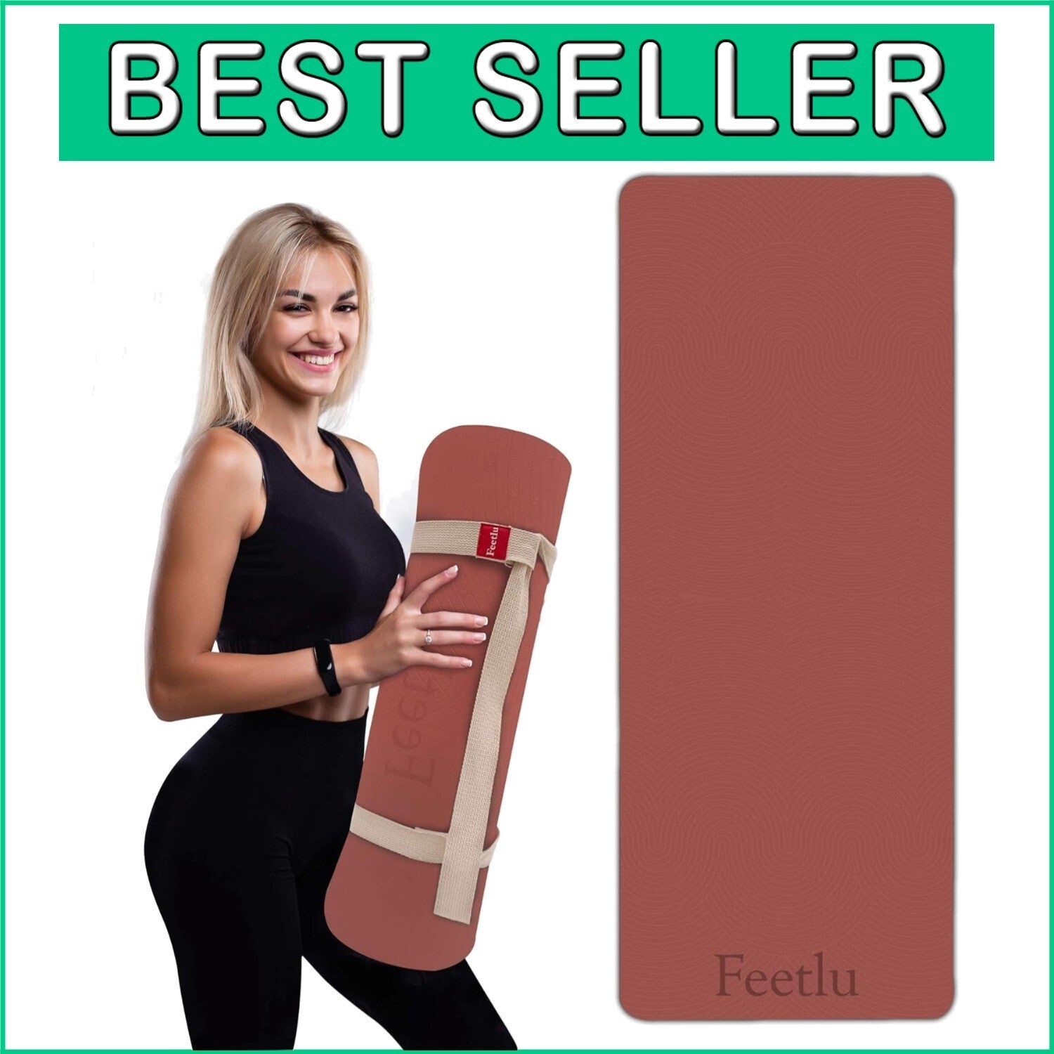 Cushioned 12mm Non-Slip Exercise Mat for Yoga & Pilates – Includes Carry Strap