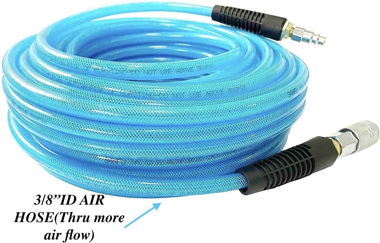 Durable 50ft PU Reinforced Non-Kinking Air Hose with Brass Quick Coupler