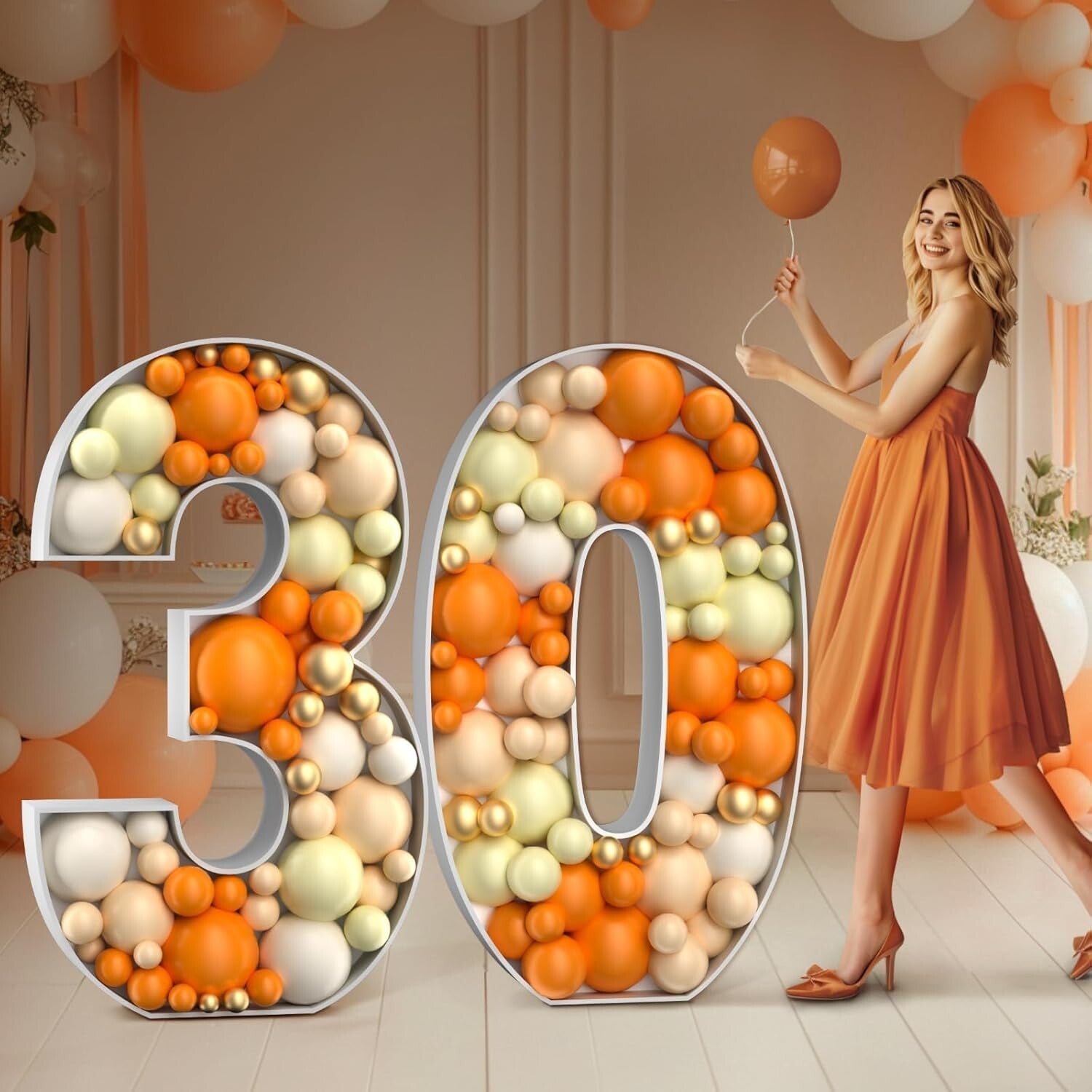 Customizable 4FT Balloon Number Frame for 30th Birthday & Anniversary Decor
