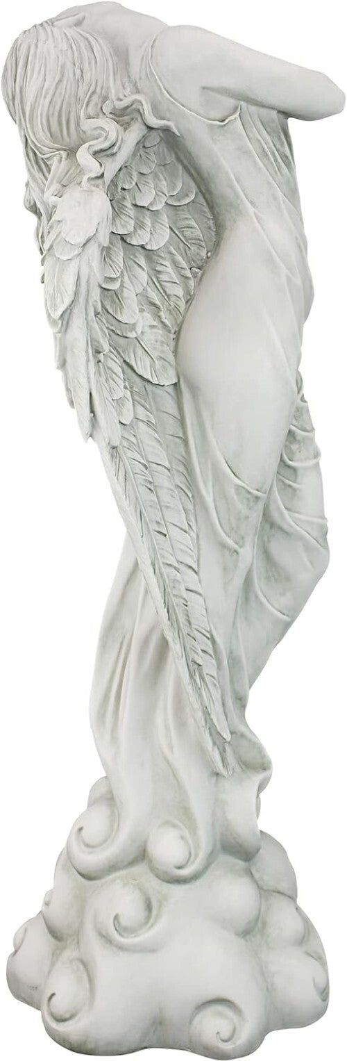 Exclusive Antique Stone Finish Angel Garden Statue - 6 lbs, Freestanding Art