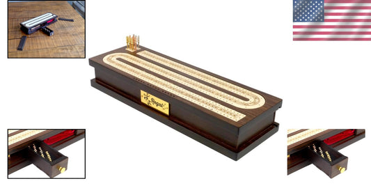 Elegant Cribbage Board Game Set with Integrated Card Storage & Compact Design