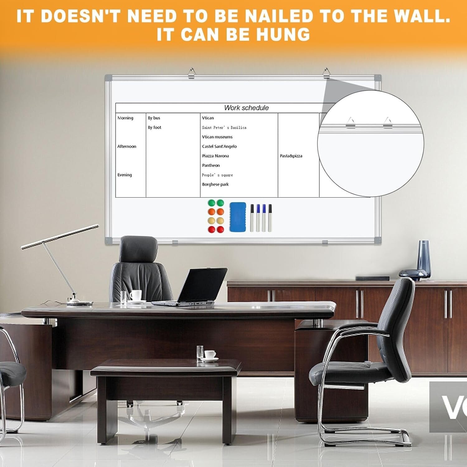 72"x40" Magnetic Dry Erase Board - Wall-Mounted Aluminum Presentation Tool