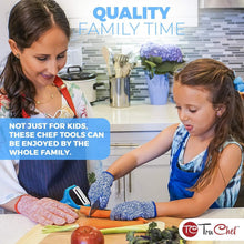 Load image into Gallery viewer, 5-Piece Kids Cooking Set: Safe Blue Knives, Peeler &amp; Holder for Young Chefs