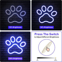 Load image into Gallery viewer, 9.8 x 9.8 Inch Blue Dog Paw Neon Sign - Wall Mount with Dimmable Feature