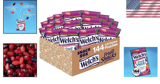 Bulk Pack of 144 Welch's Fruit Snacks, Berries 'n Cherries - Real Fruit Goodness