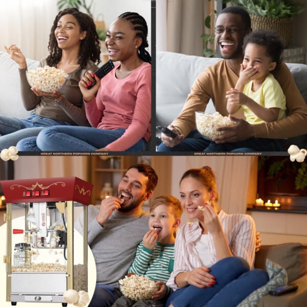Antique-Style 8 oz Red Countertop Popcorn Machine for Festive Gatherings