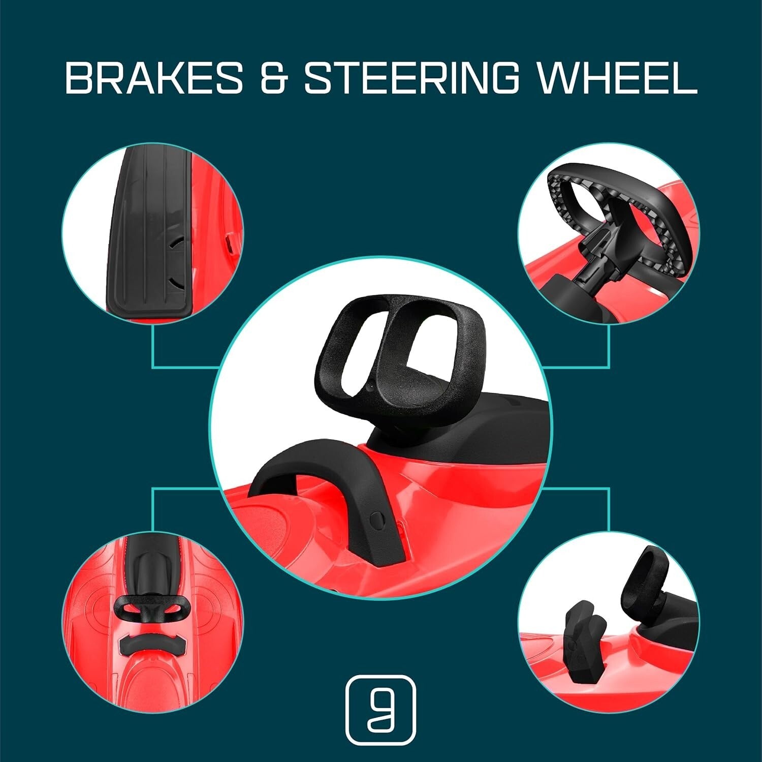 Durable Snow Sled for Kids & Adults - Lightweight Toboggan with Steering Wheel