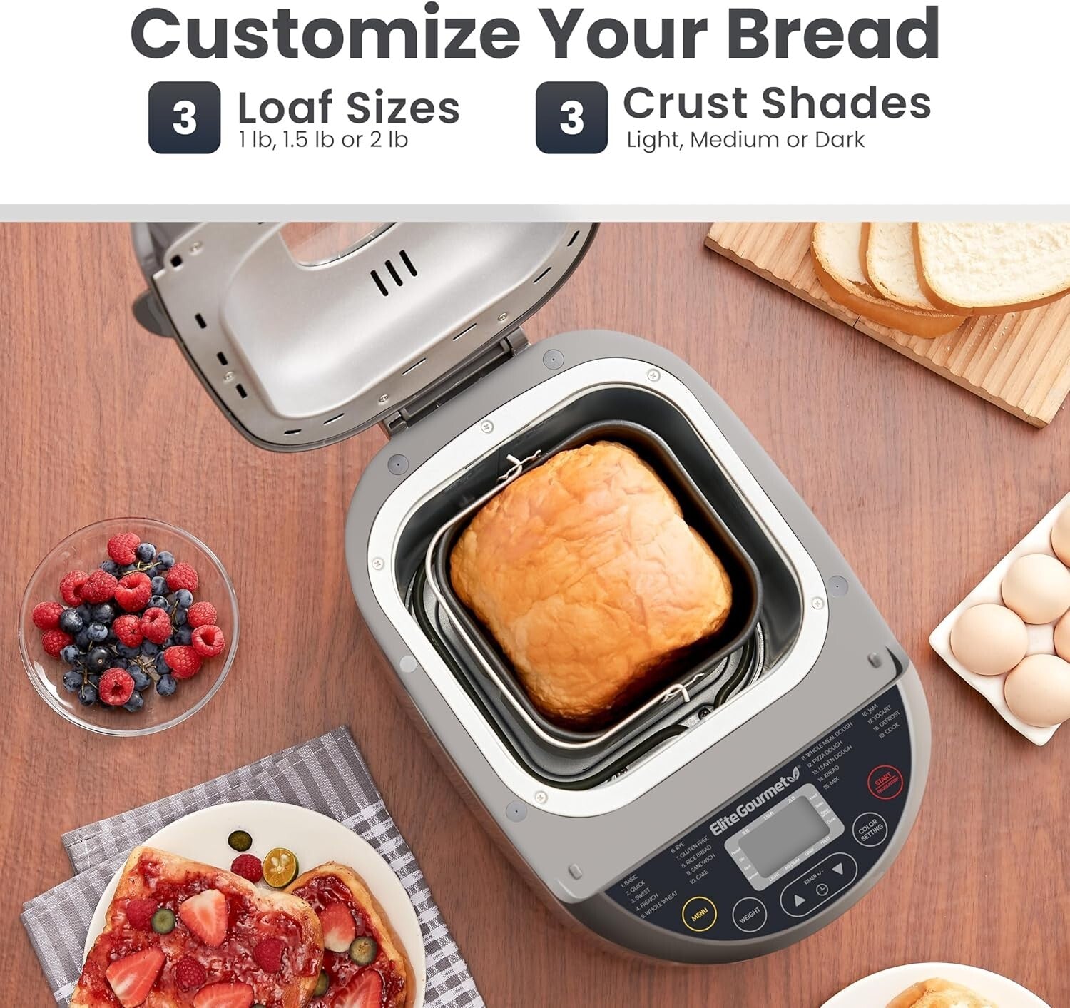 Stainless Steel Bread Maker: 19 Menu Functions & Custom Loaf Sizes Options