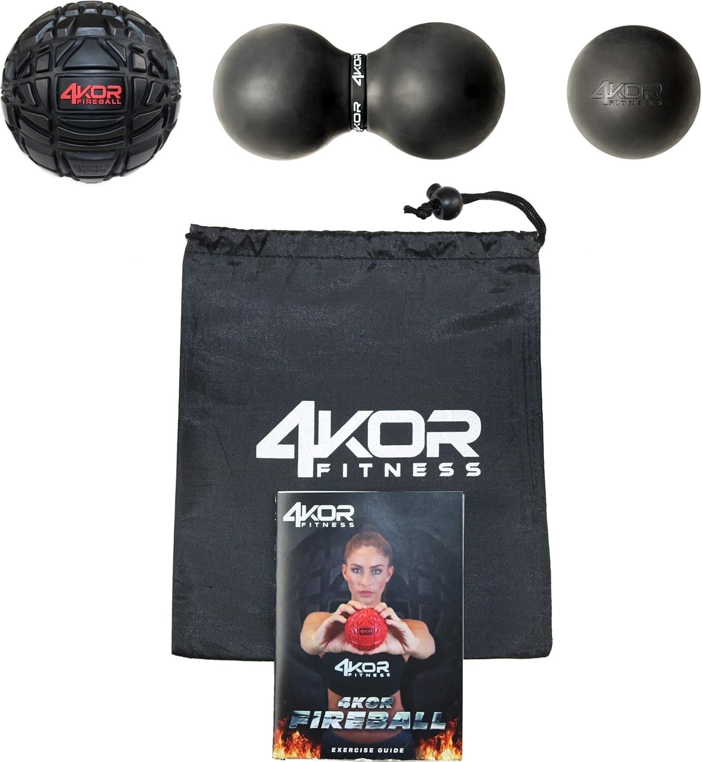 Compact & Textured 4KOR Massage Balls for Trigger Point Therapy & Muscle Relief