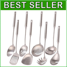 Load image into Gallery viewer, 18/10 Stainless Steel Cooking Tools Set - Ergonomic 8-Piece with Heat Resistance