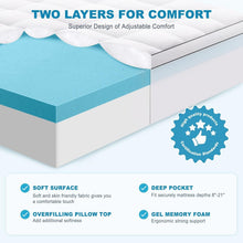 Load image into Gallery viewer, Machine Washable Twin Size Cooling Mattress Topper - Luxury Gel Foam Comfort