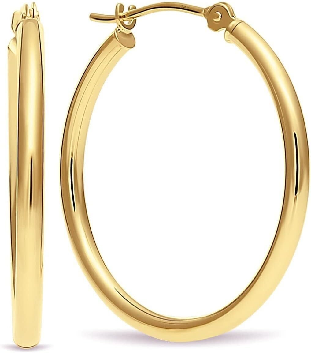 Elegant 14k Gold Hoop Earrings - 1 Inch Diameter, Gift Ready in Deluxe Box