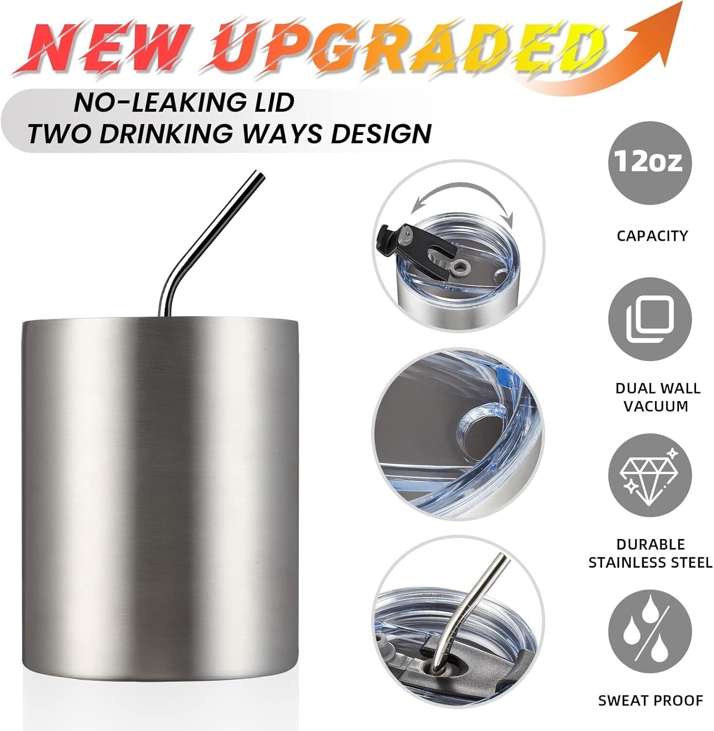 Premium 8 Pack Double Wall Coffee Cups - Reusable Tumblers for Hot & Cold Drinks