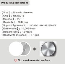 Load image into Gallery viewer, High-Performance 1000 NFC Stickers - Round, 1 Inch, Password Protected Chip