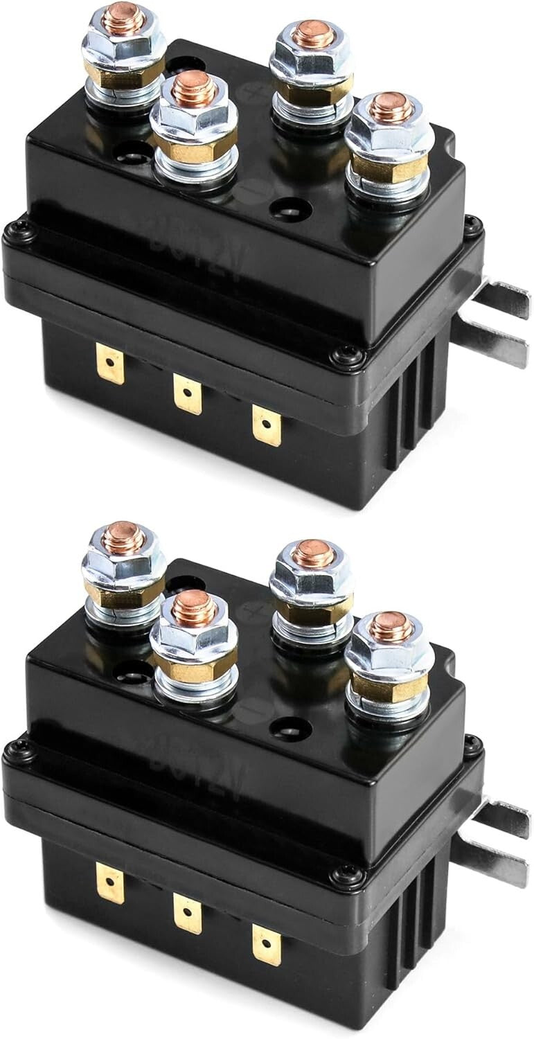 2-Pack 12V 500A Weather-Resistant Winch Relay Solenoids for ATVs and More