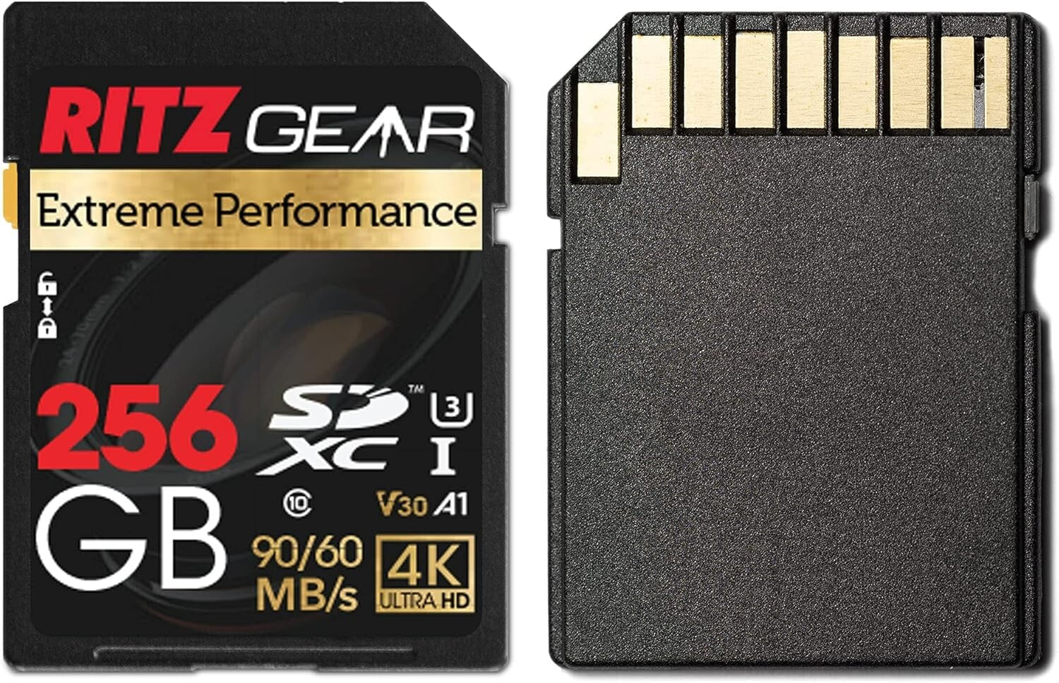 High-Speed 256GB SD Card for 4K Videos, Waterproof & Shockproof Protection