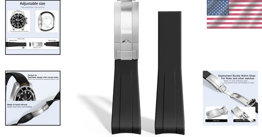 Change Your Style with 20mm Rubber Watch Band - Black, Blue & Green Choices