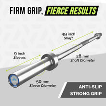 Load image into Gallery viewer, Compact 6ft Olympic Barbell with Knurled Grip - Ideal for Beginner Weightlifting