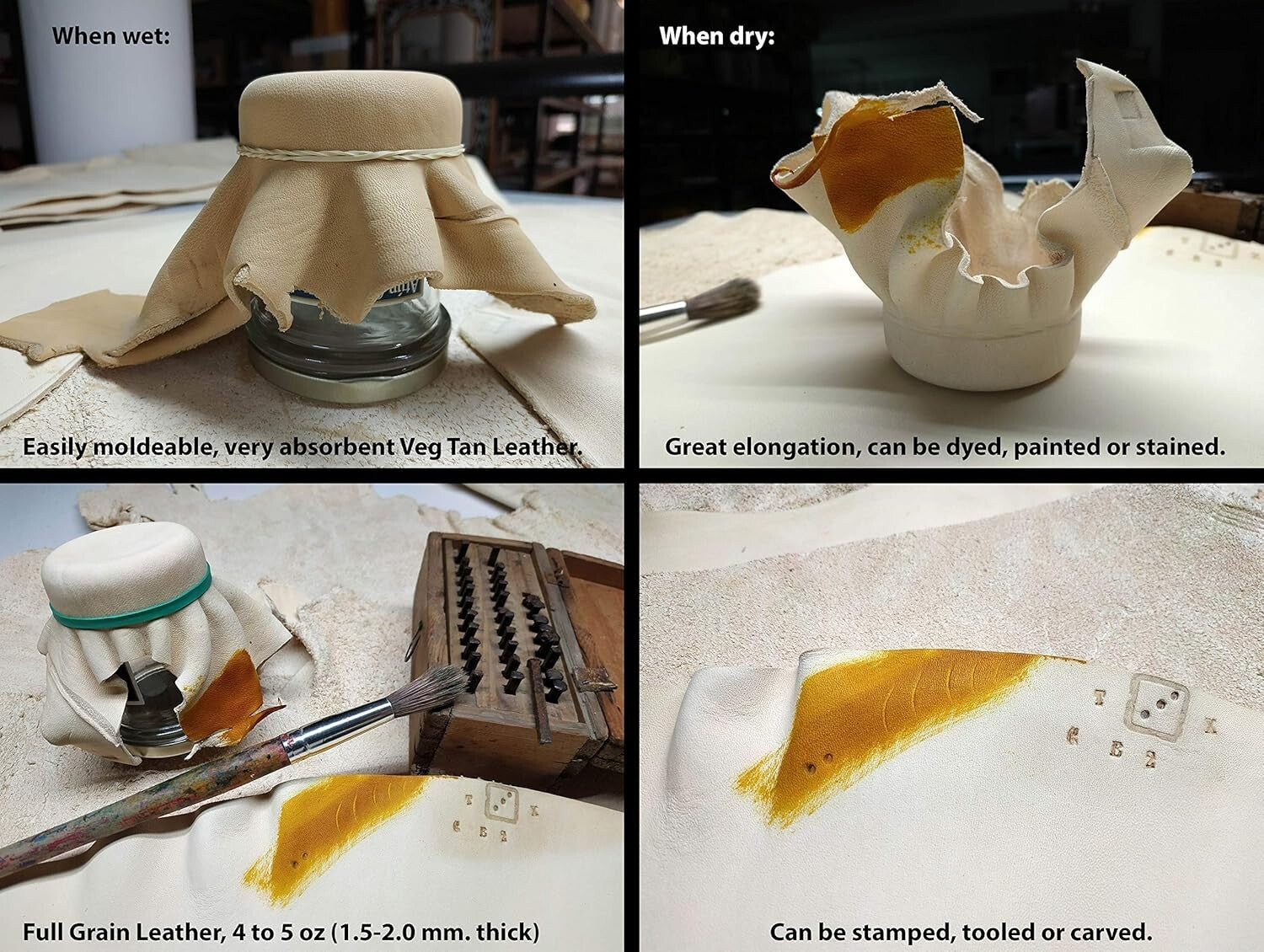 1 LB Veg Tan Leather - Large Pieces and Scraps for Elegant Handcrafted Projects