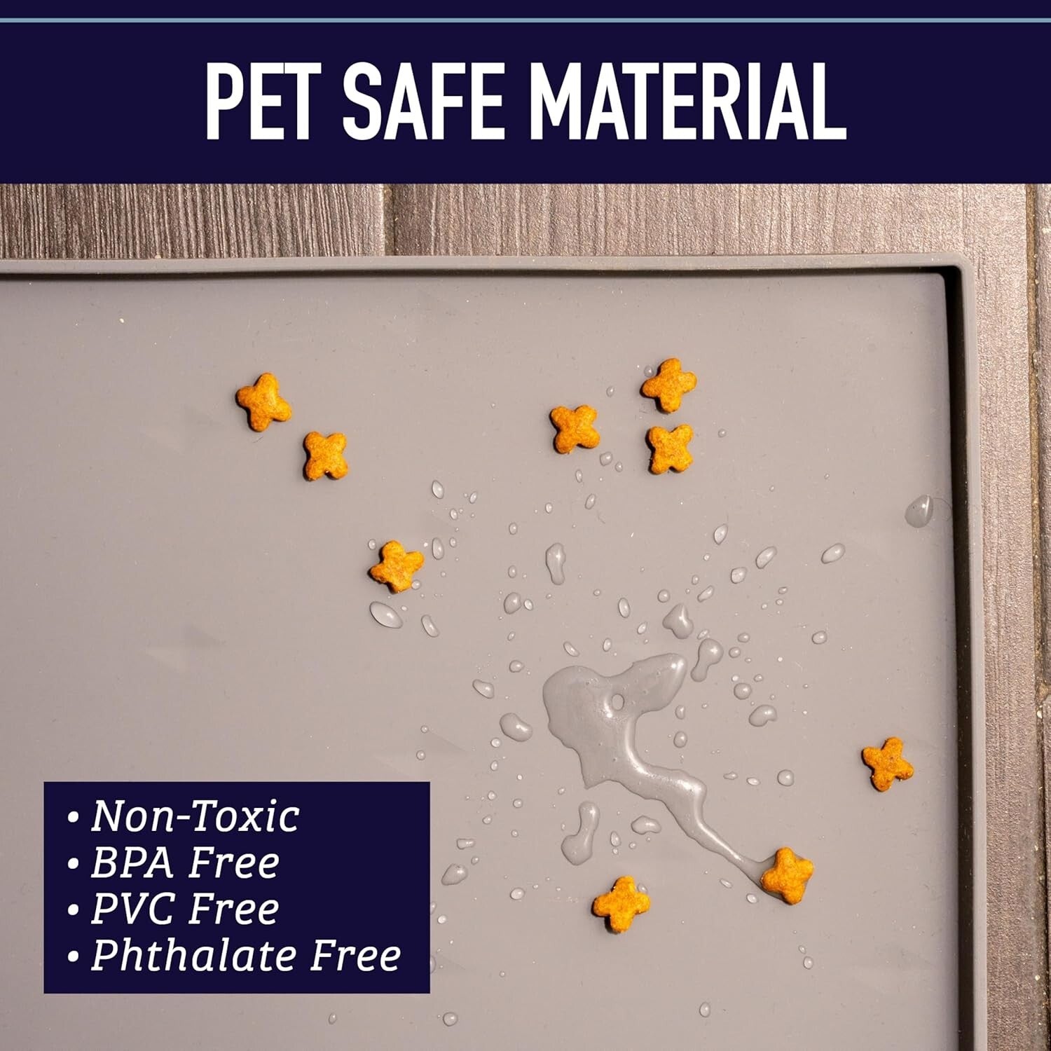 Pet Feeding Mat with Extra Tall Lip - Dishwasher Safe, Blue Diamond Design