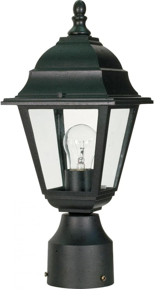 Elegant 14-Inch Outdoor Post Lantern - Textured Black Finish, Water-Resistant
