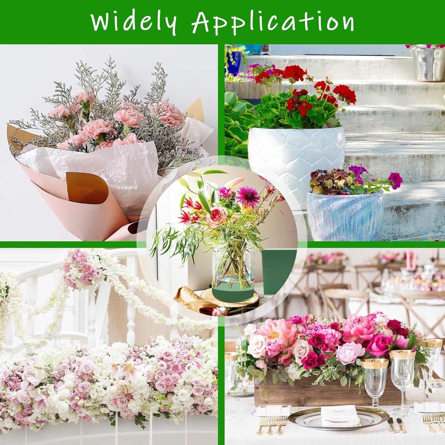 35 Pcs Green Wet & Dry Floral Foam for Custom Arrangements - 5.5”L x 3.1”W