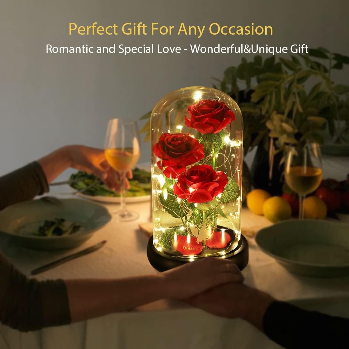 Eternal LED Silk Rose in Glass Dome - Perfect Valentine's Day Gift for Her