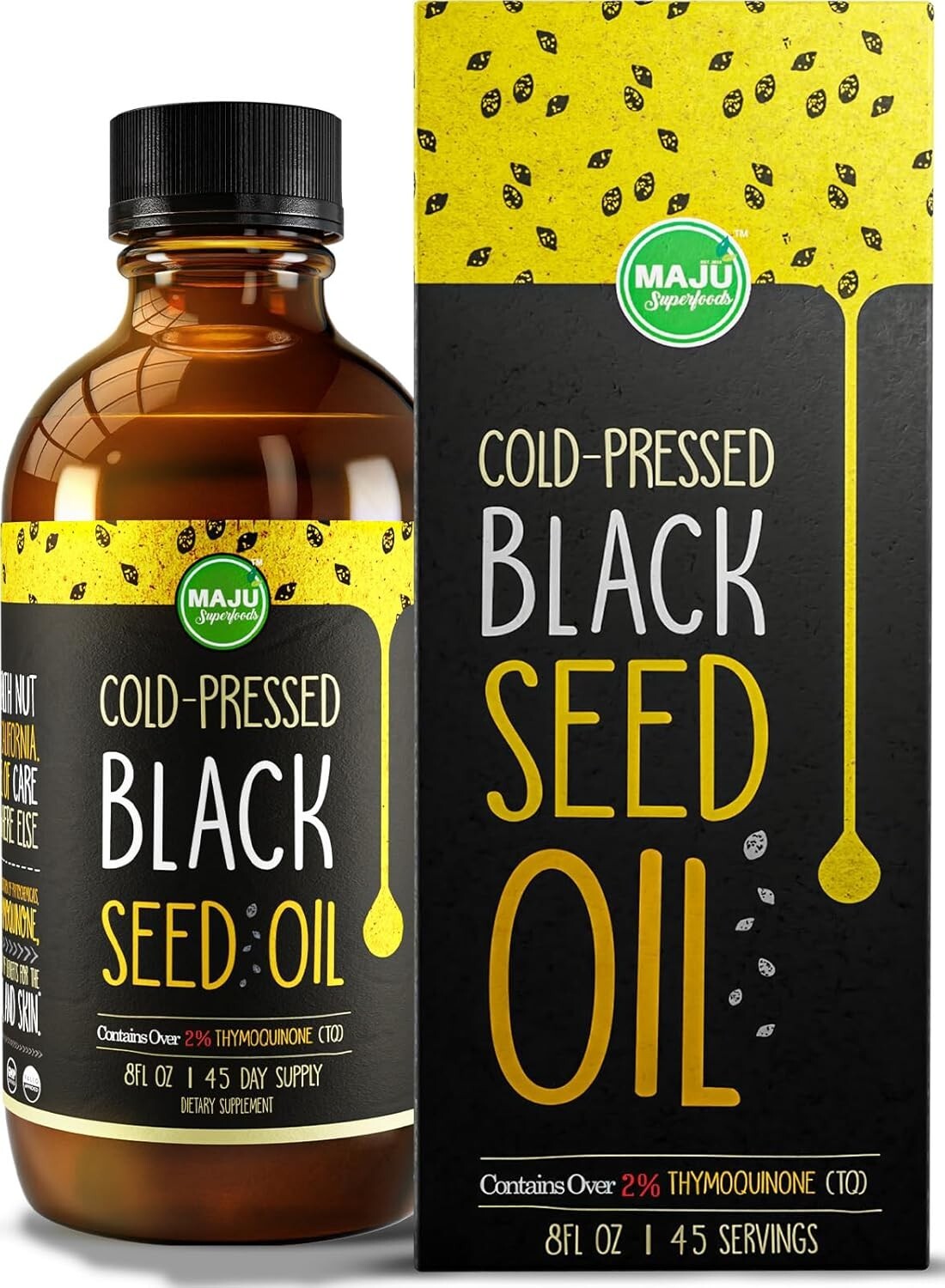 MAJU Cold-Pressed Black Seed Oil - 8 oz Glass Bottle for Immune & Hair Support
