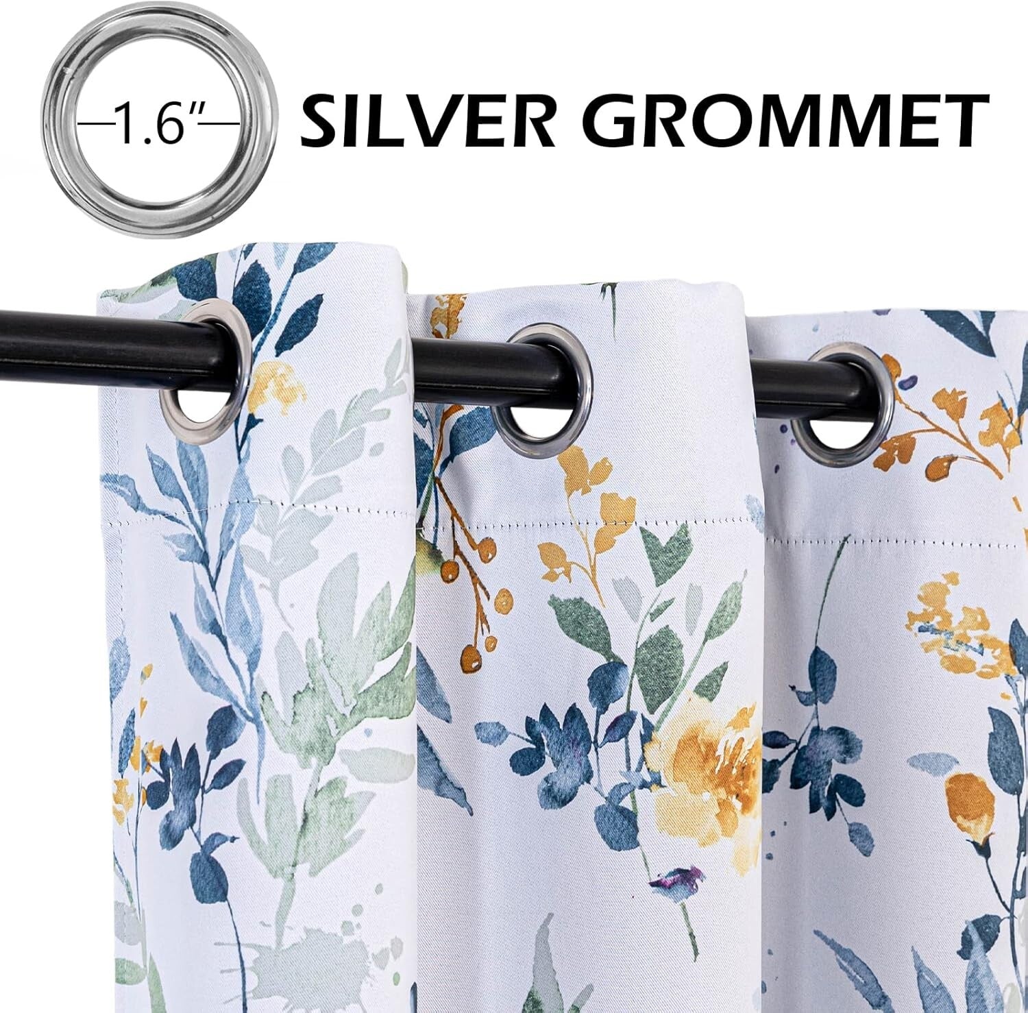 Elegant Floral Curtains 84" Long - Insulated Grommet Drapes for Privacy